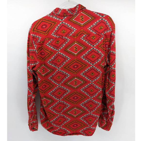 Koto Red Aztec Southwestern Print Long Sleeve Button Up Shirt Medium - Picture 2 of 5